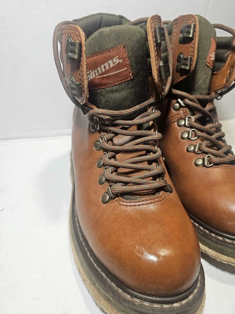 Simms Men's Brown Leather Hiking Boots Size 7